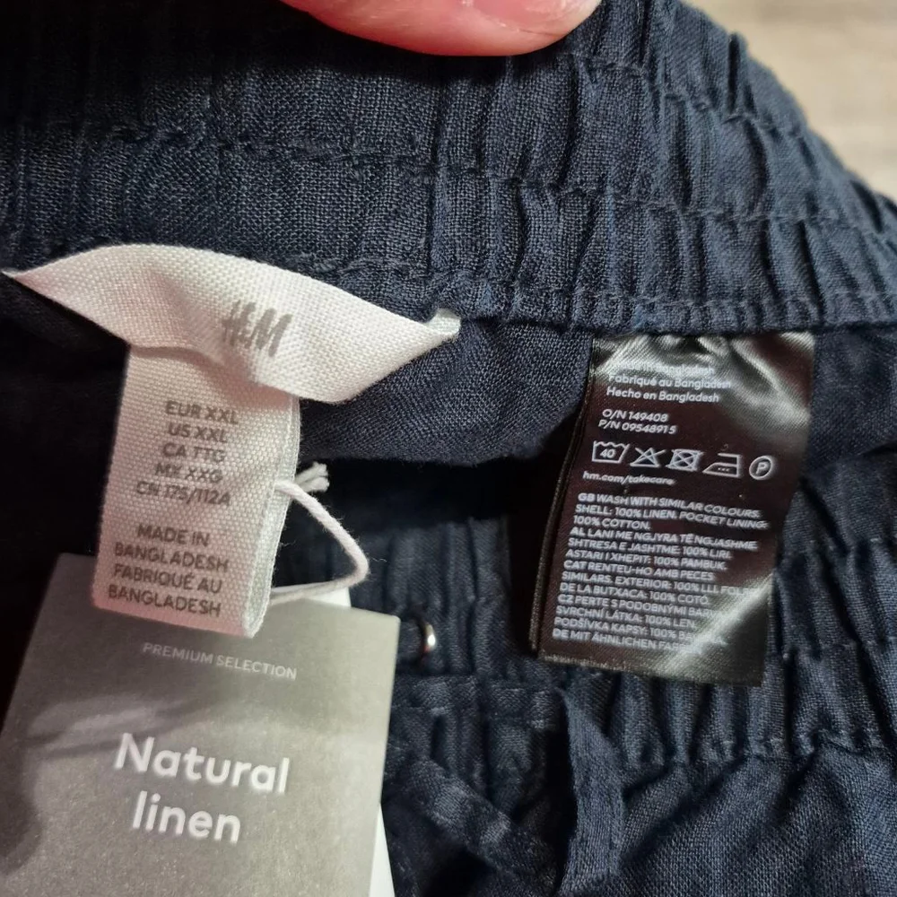 Women's H&M Navy Linen Trousers Plus Size XXL